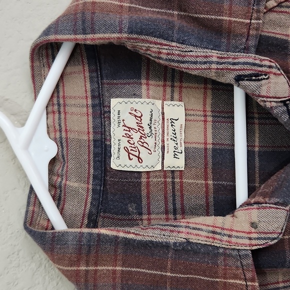 Lucky Brand Mens Size M Snap Shirt LS Bleach Dipped Distentive Western - Picture 3 of 8